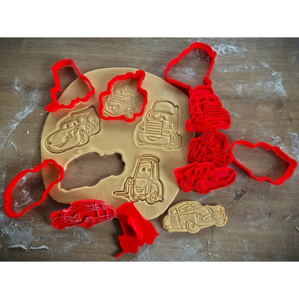 Kit com 5 Cortadores Carros | Biscoitos | Cookies | Pasta Americana | Massinha de Modelar