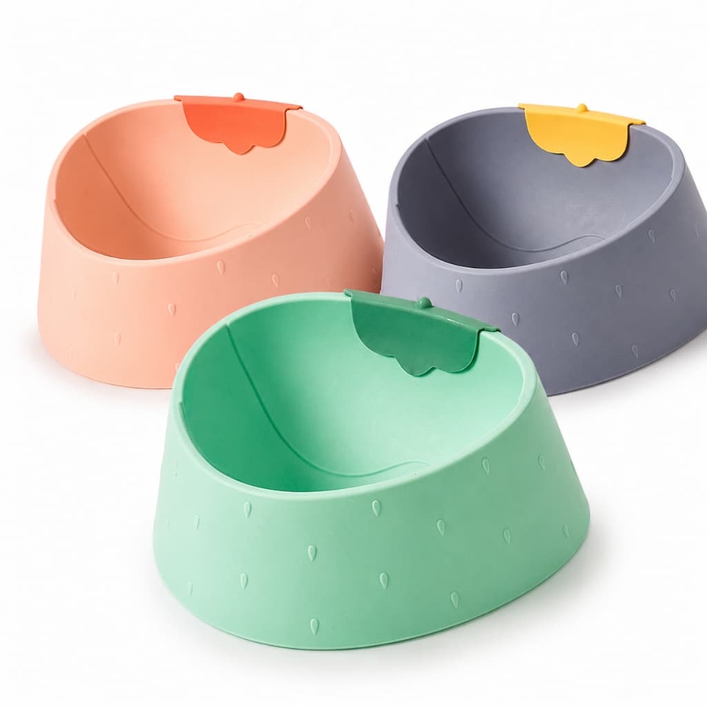 Comedouro para Cachorro e Gato Tigela Antiformiga Design Morango para Água e Ração Pet