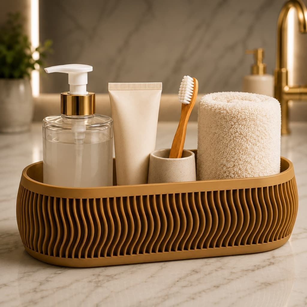 Cesto Organizador Multiuso Decorativo para Banheiro Quarto Closet Organizador de Bancada Maquiagem Cosméticos