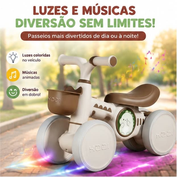 Carrinho Infantil Bebê Menino Menina com Luz Música Equilíbrio Brinquedo Presente Criativo P25