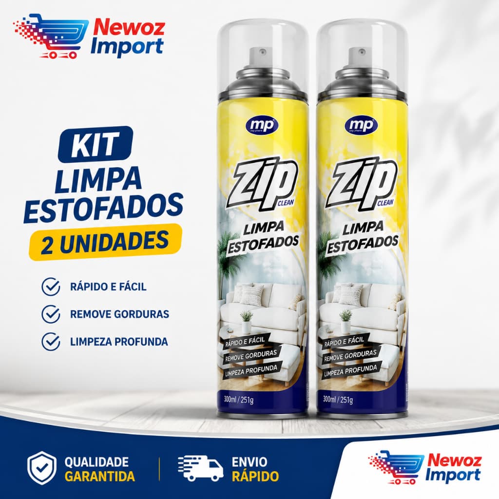 Kit 2 Espuma Spray Zip Clean 300ml Limpa a Seco Sofá, Tênis, Estofado, Banco de Carro Limpeza Profunda