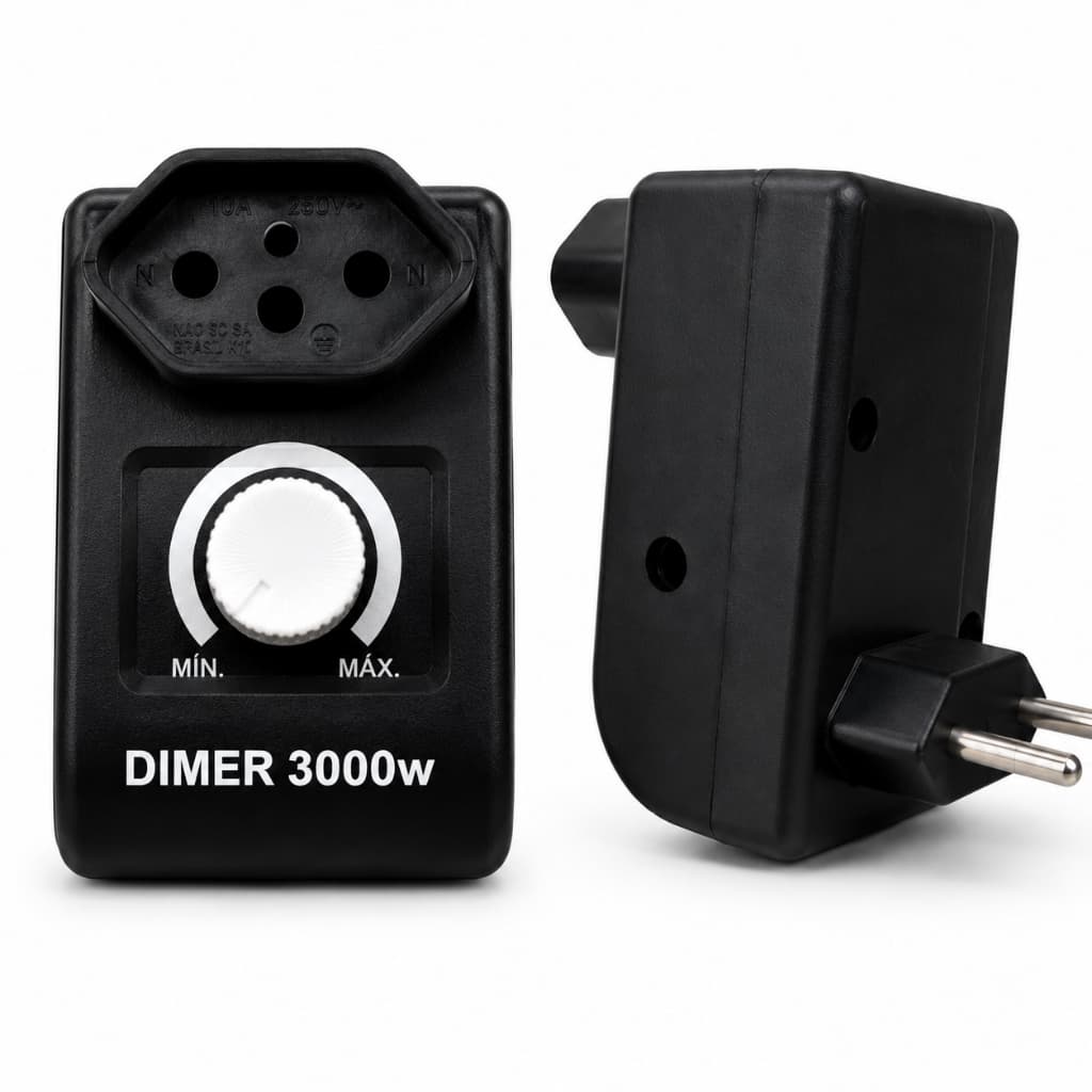 Dimmer Bivolt 3000W com Tomada Controlador para Lixadeira Esmerilhadeira Furadeira 110 220V
