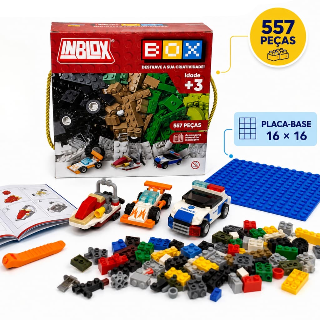Blocos de Montar Inblox 557 Peças Educativo Construção Criativa Infantil Brinquedo Compativel Lego