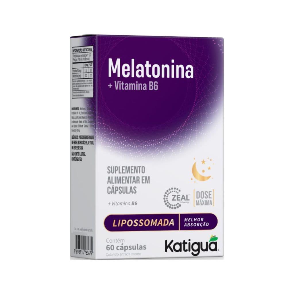 Melatonina Lipossomada + Vitamina B6 Katiguá 60 Cápsulas Dose Máxima Suplemento Alimentar