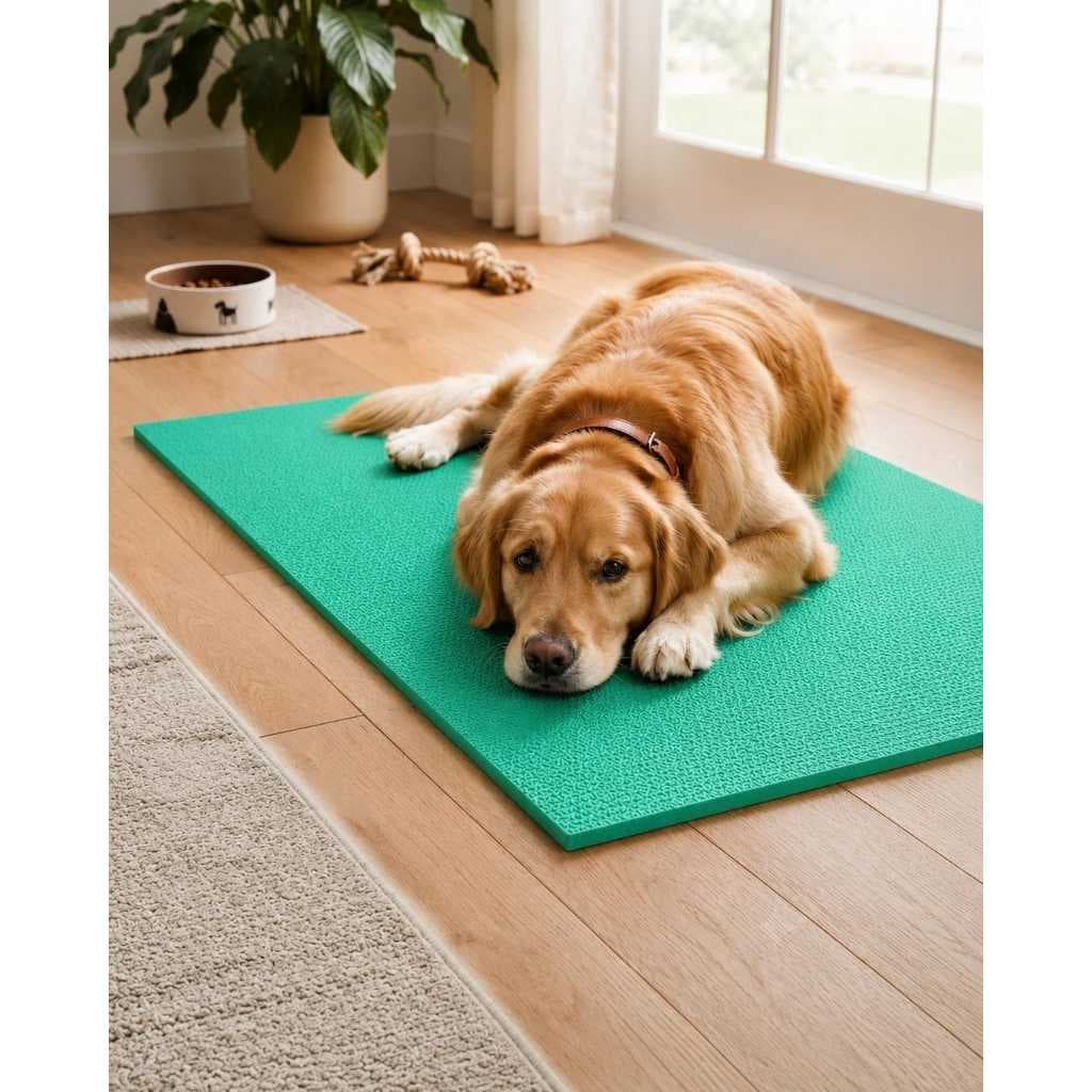 Colchonete Verde para Pets Antiderrapante Confortável Multiuso Base para Descanso, Casinha, Transporte, Treinamento