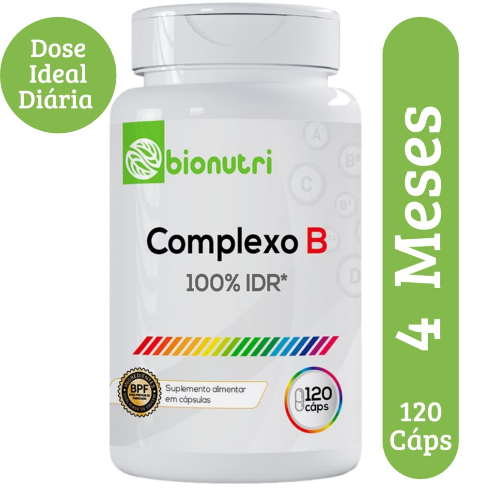 Complexo B B1 B2 B3 B5 B6 B7 B9 B12 100% Vd Recomendada Vitamina Suplemento 120 Cápsulas