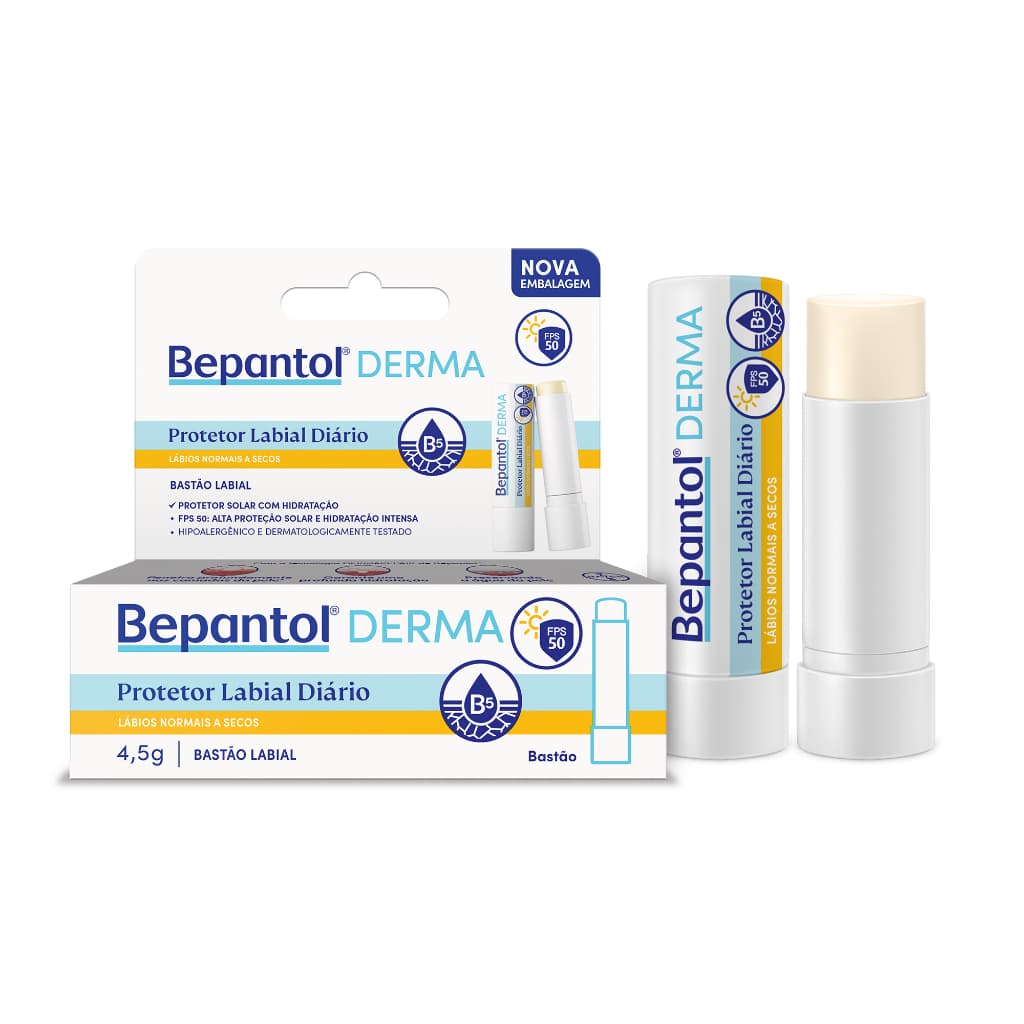 Bepantol Derma Protetor Labial Diário Hidratante FPS 50, 4,5g