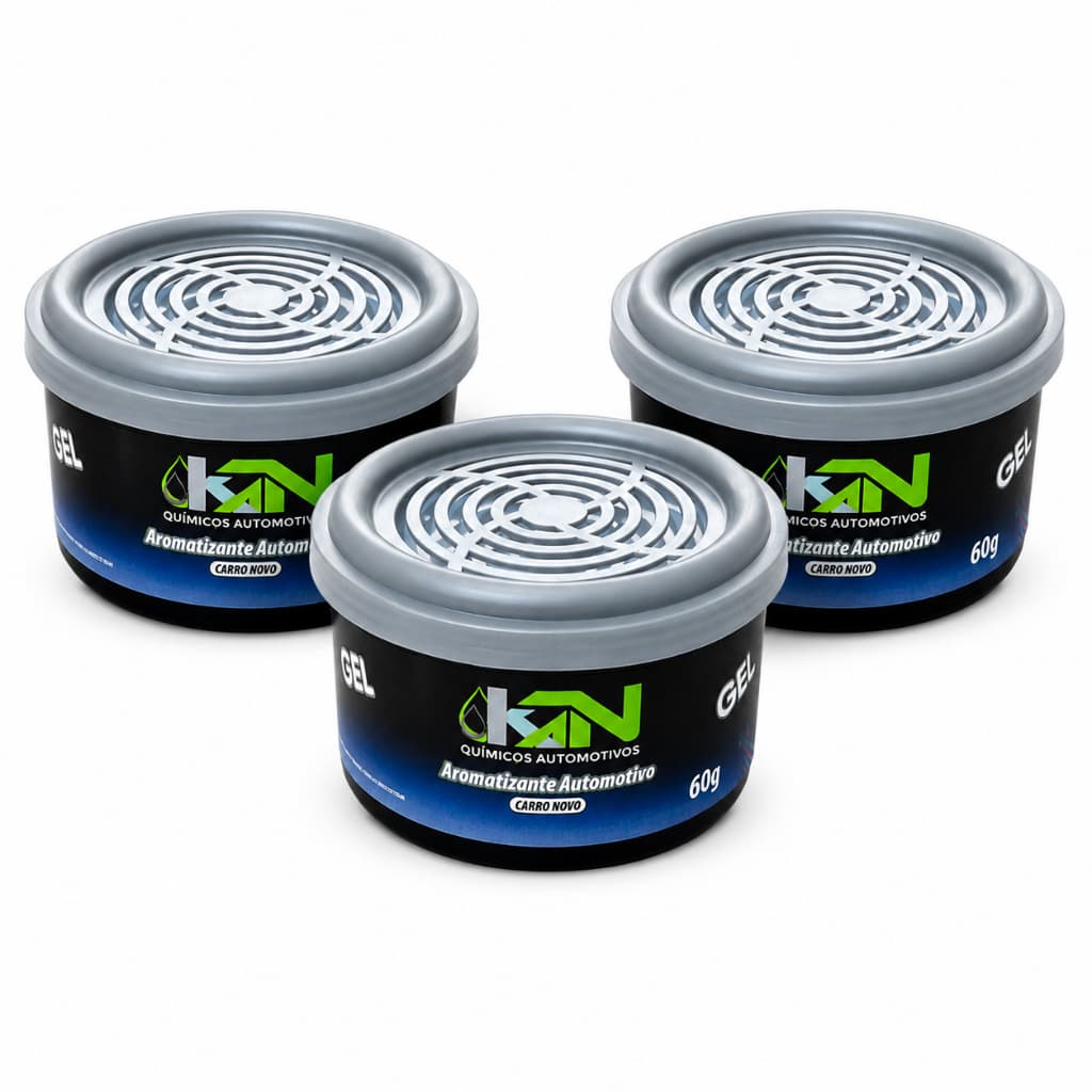 Kit 3 Cheirinho Carro Novo em Gel Aromatizante Veiculo KN 60g Aroma Carro Novo Automotivo Fragrancia