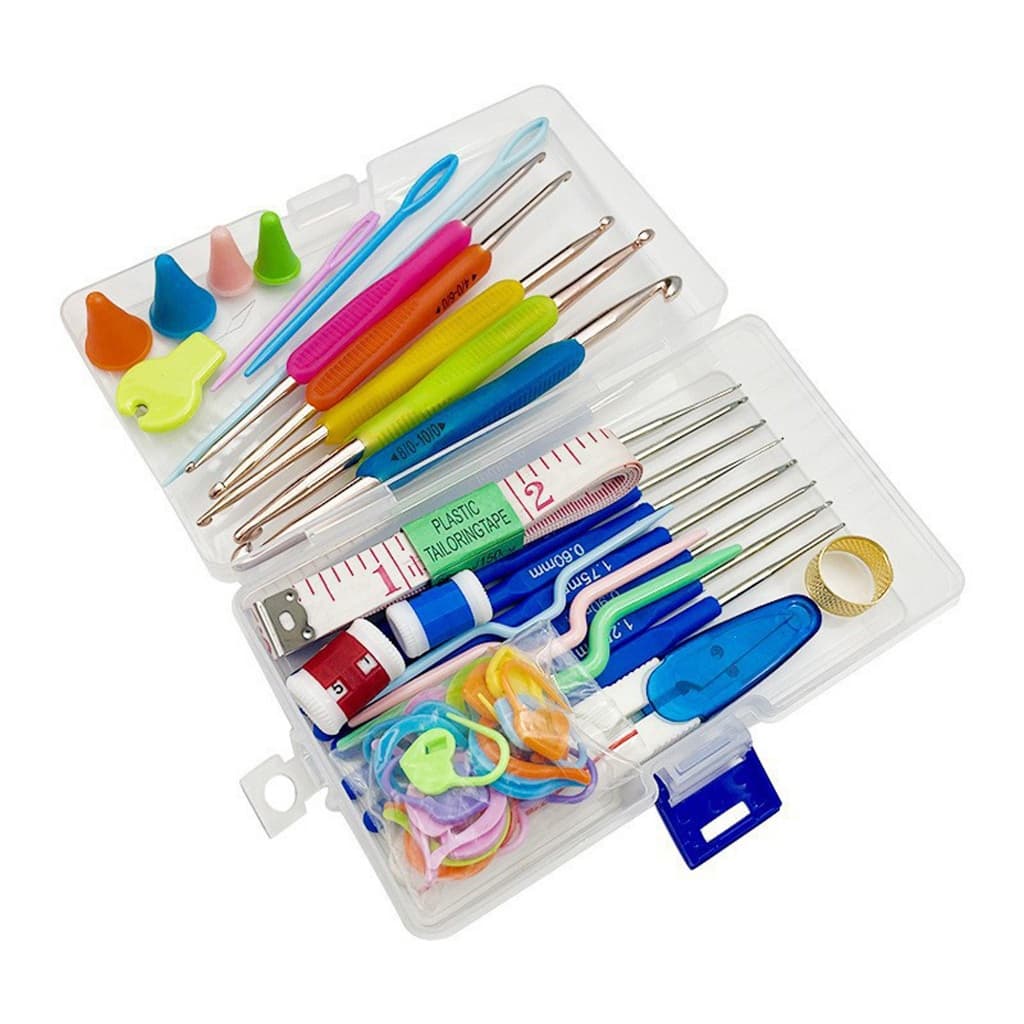 Kit Completo Crochê 16 Agulhas Amigurumi Acessórios Criar Cabo Ergonômico Estojo