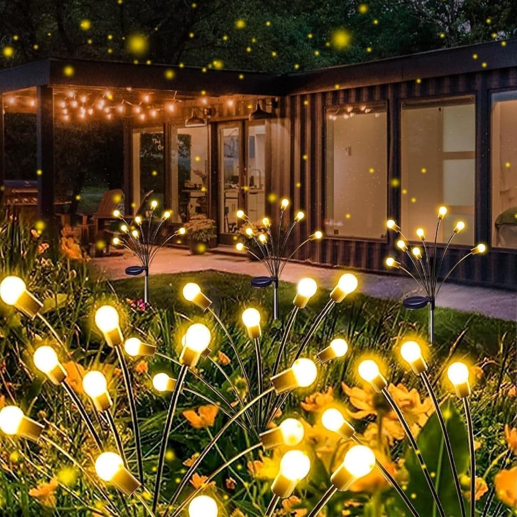 kit 2 Luzes Solares LED Luminaria De Jardim Em Forma De Vagalume 8leds Luz Led Decoração