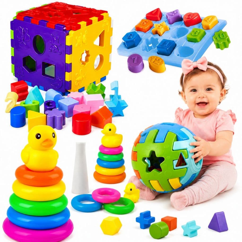 Kit De Brinquedo Infantil Interativo Didático Educativo Para Bebe Menino Menina 1 ano- Cubo Bola Números