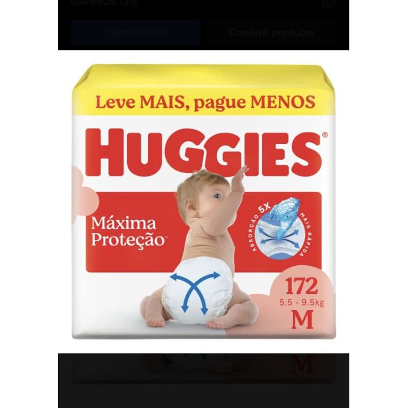 Fralda Huggies Tamanho M – Pacote com 172 Unidades