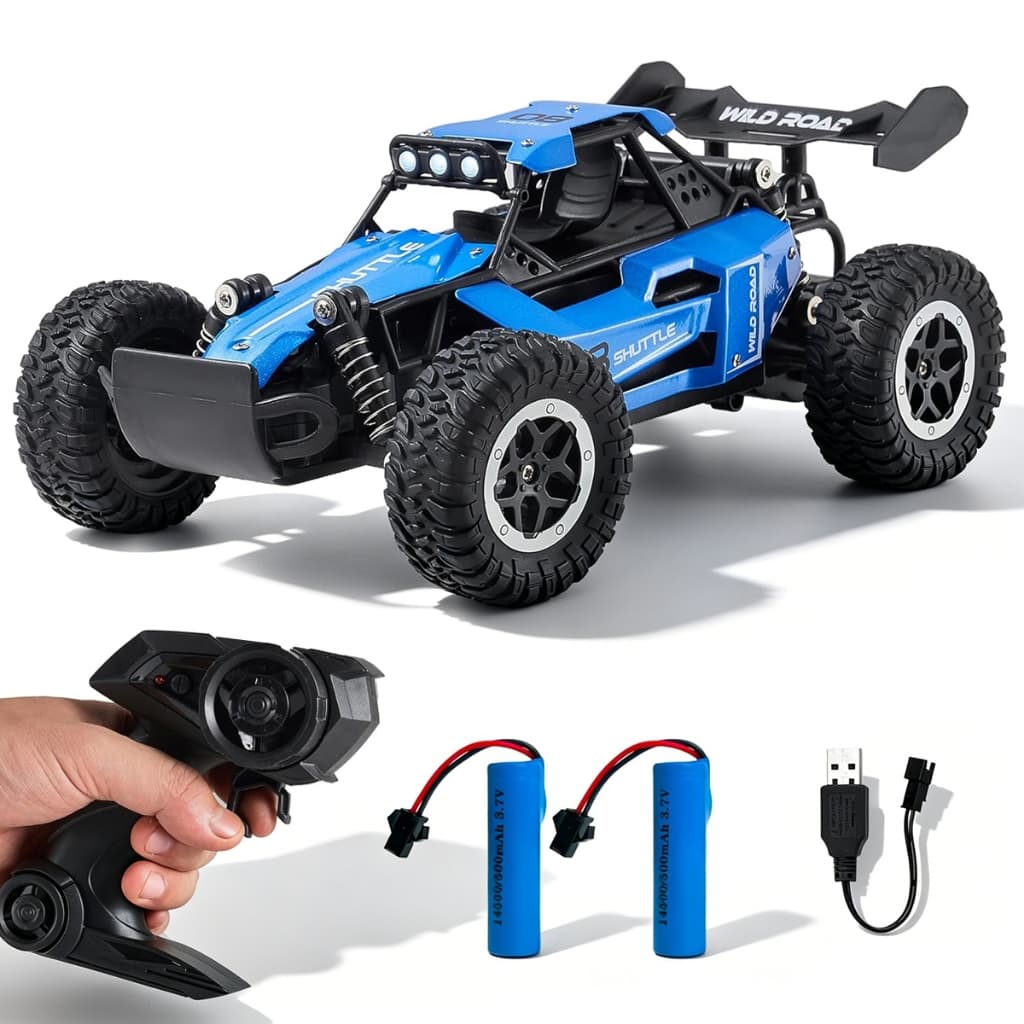 Carrinho Controle Remoto Trilha Recarregável 1:16 25km/h 2.4G Metal Engrenagem Todo Terreno 2Bateria