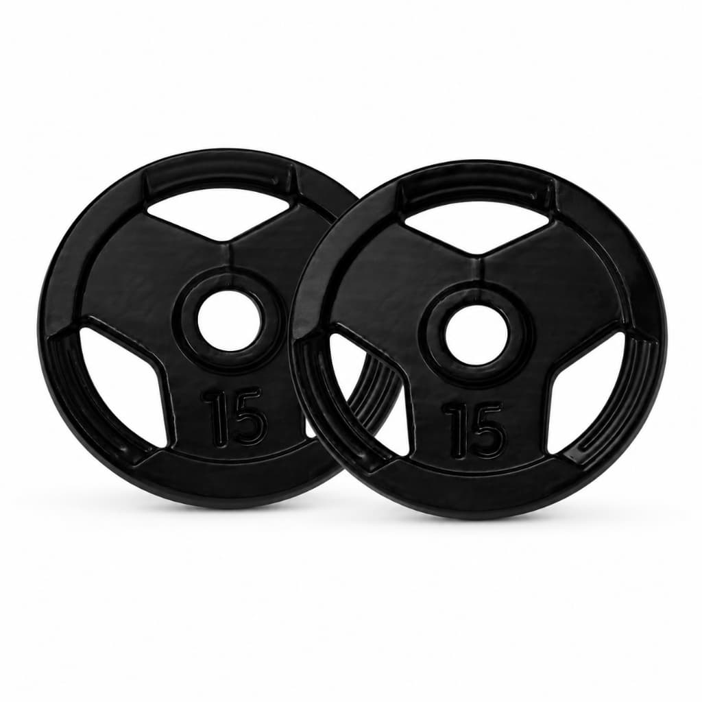 KIT PAR ANILHAS EMBORRACHADAS SPORT 15KG CADA MUSCULAÇÃO FITNESS ACADEMIA TREINO DE FORÇA RESISTENTE DURÁVEL