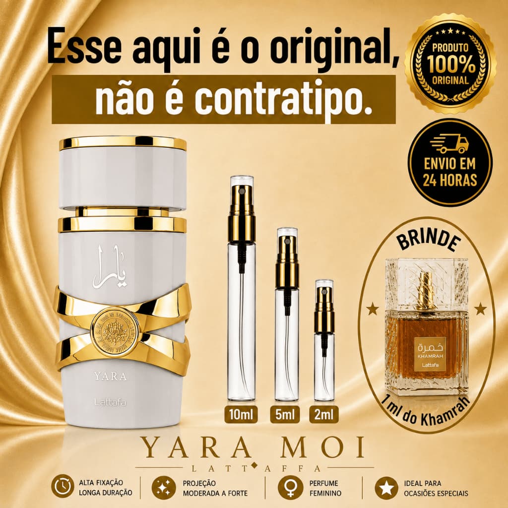Yara Moi Perfume Árabe Feminino - 100% ORIGINAL - Importado - Alta Fixação - Alta Projeção - Amadeirado / Floral