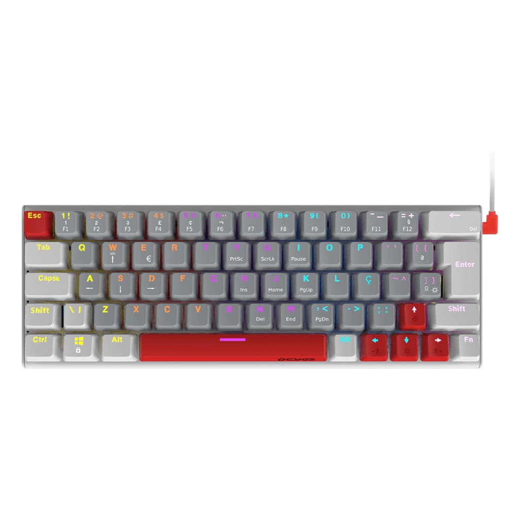 Teclado Mecânico 60% Pcyes Kuromori White Ghost - Switch Blue - Led Rainbow - Ptkmwg60Bl