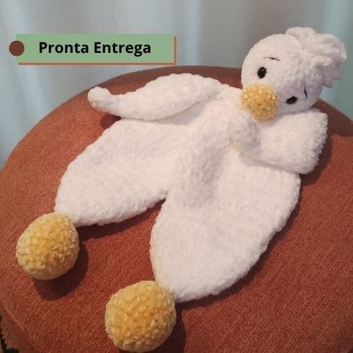 Pronta Entrega | Kit Naninha + Chocalho Patinha em Crochê para Bebê | Amigurumi Artesanal Seguro