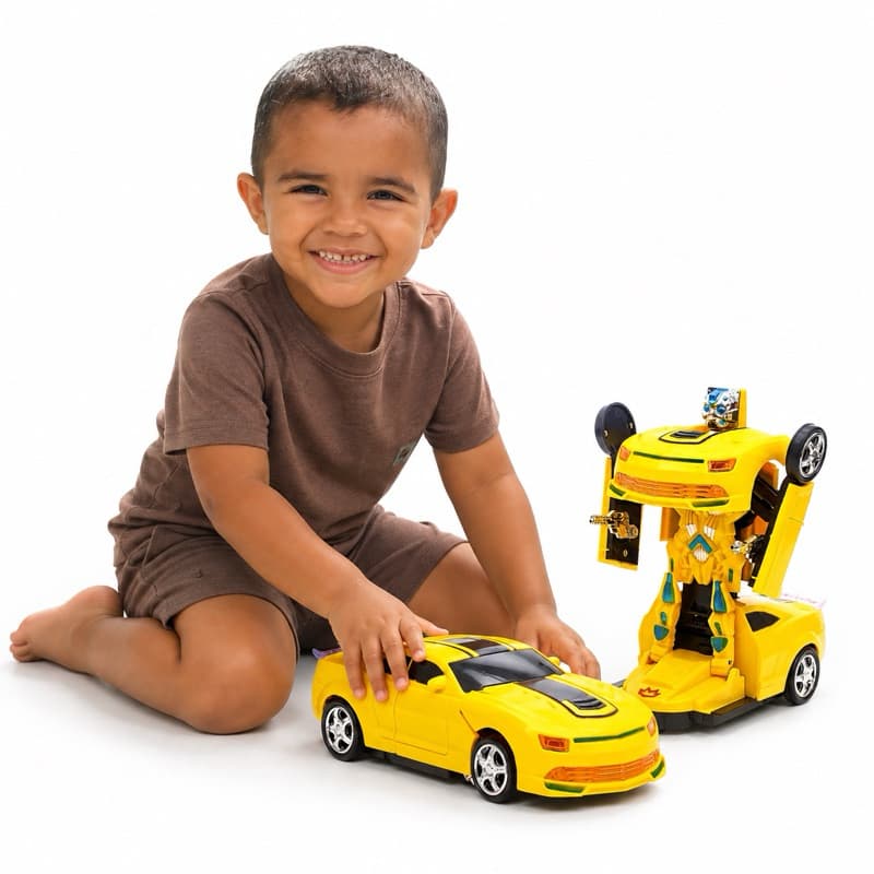 Brinquedo Carrinho Camaro Transformers Vira Robo Luz Som Bate e Volta Carrinho Que Vira Robo