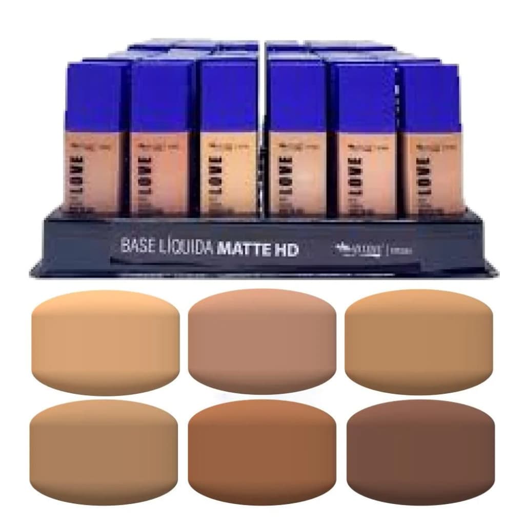 Base Líquida Matte HD Max Love 30ml Alta Cobertura Oil Free Vitamina E Escolha a Cor
