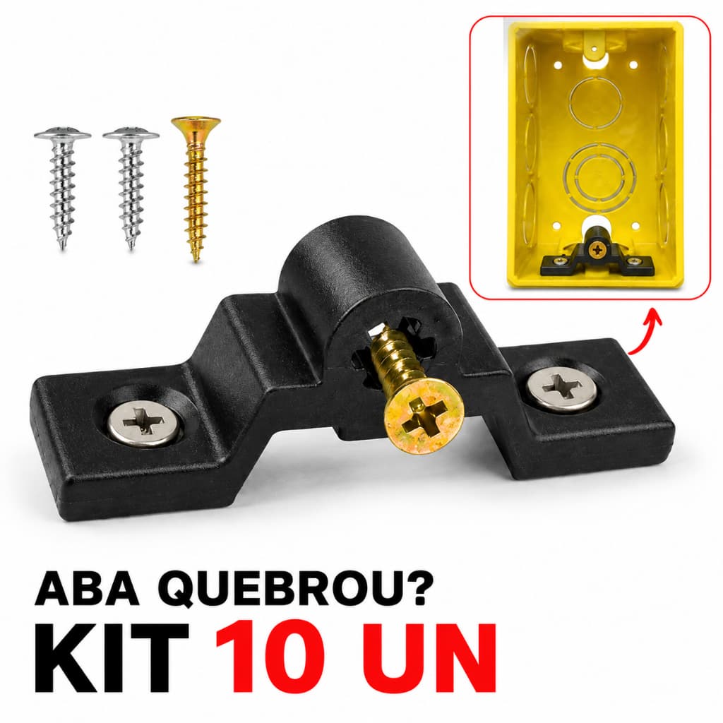 Kit 10 Reparo Salva Abas Caixinha de Luz 4x2 Tomada Interruptor Completo com Parafusos