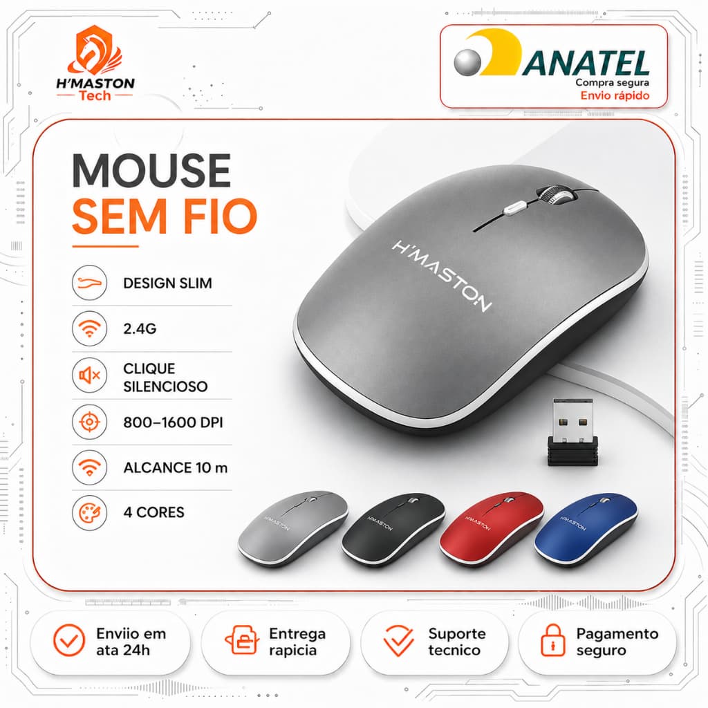 H'maston E-1600 Mouse Sem Fio Para Notebook Mouse Gamer Sem Fio Mause Mouse Bluetooth Mouse Ergonômico Sem Fio