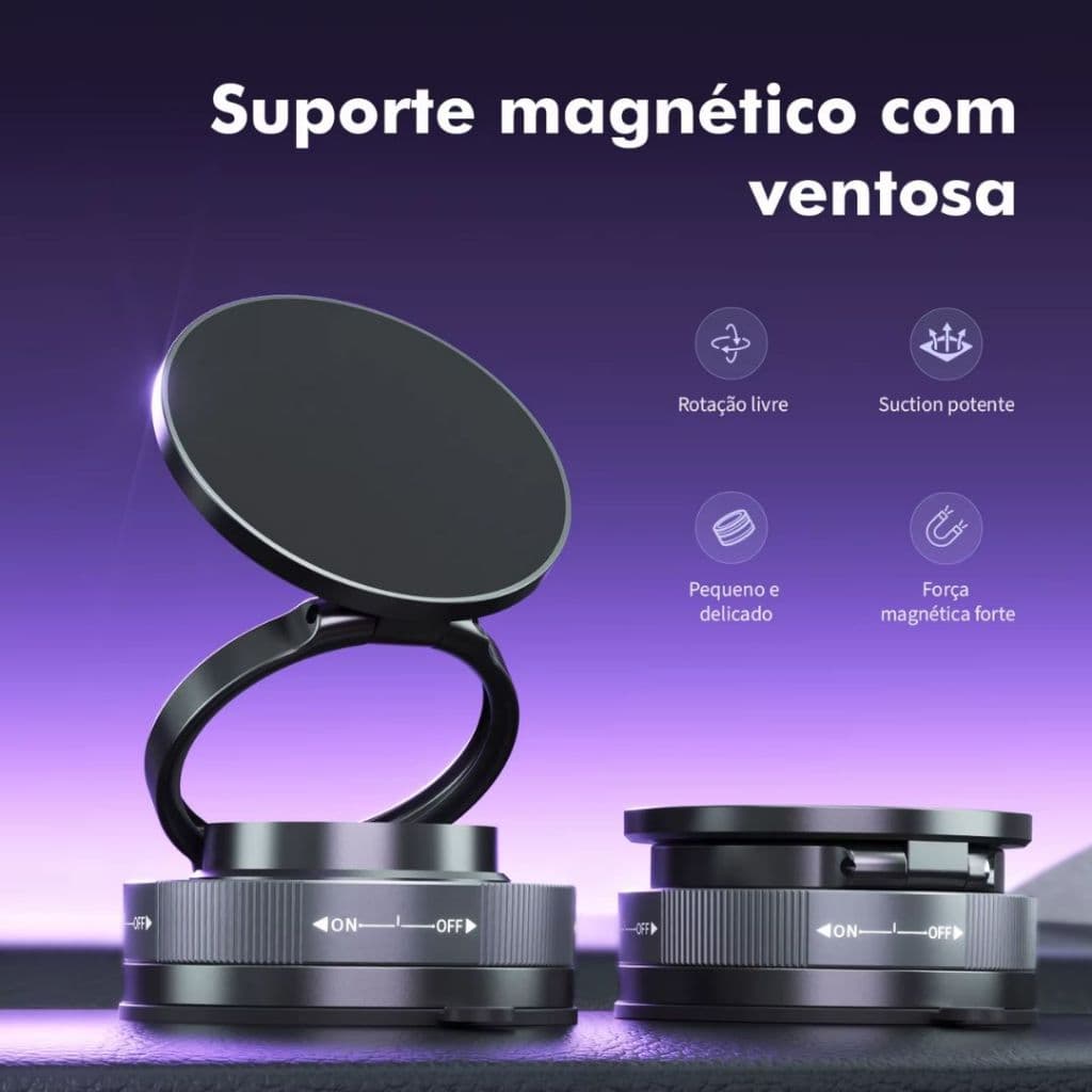 Suporte Celular Carro Magnético 360° Articulado Dobrável Painel Parede Casa Imã Forte Universal