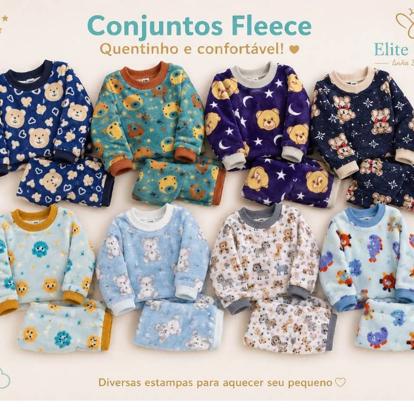 Conjunto inverno menina menino de Fleece Plush SOFT quentinho do TAM G ao 6 infantil bebe