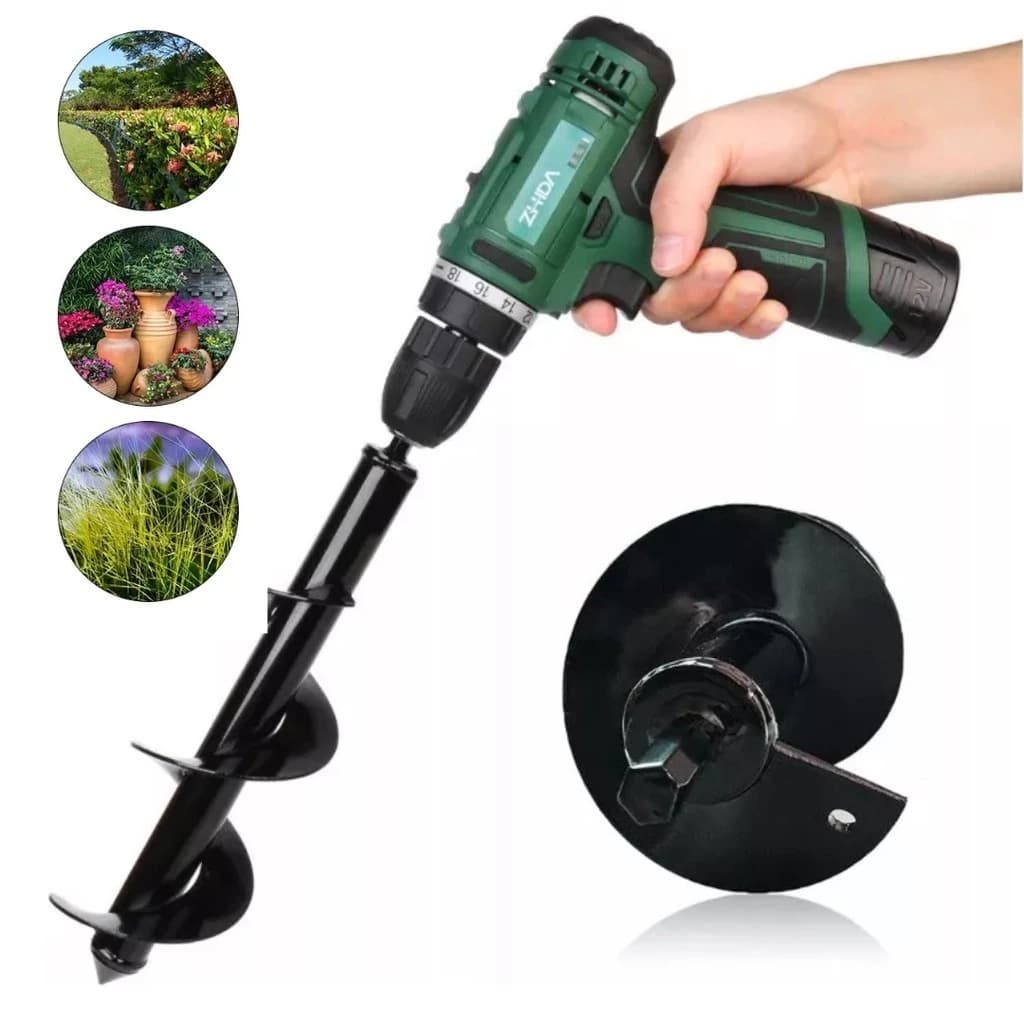 Super Broca Perfurador De Solo Terra Jardim Horta Mudas Espiral De Metal Para Furadeira E Parafusadeira