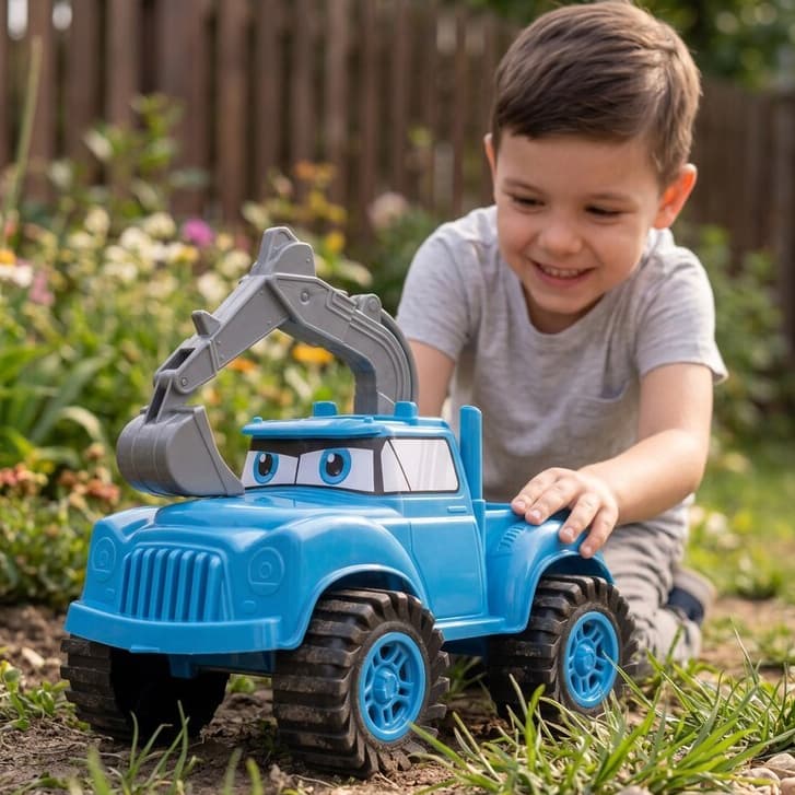 Carrinho Caminhão Brinquedo Super Truck Grande 39cm Retro Escavador Menino - INMETRO - QUEEN SHOP