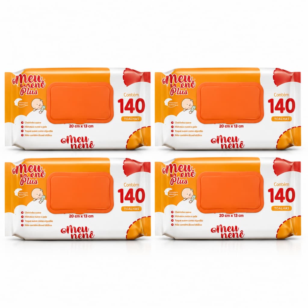 Kit  Toalhas Umedecidas Meu Nenê Plus Pague 3 Leve 4 -  560 unidades