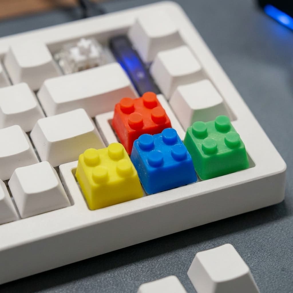Keycap Lego Colorida 3D para Teclado Mecânico - Kit 4 Peças Gamer Setup