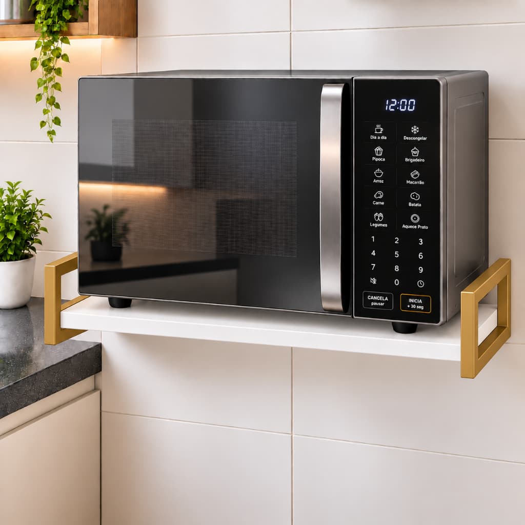 Suporte Para Forno Microondas, Impressora  De Parede Slim Prateleira Cozinha Organizador Industrial