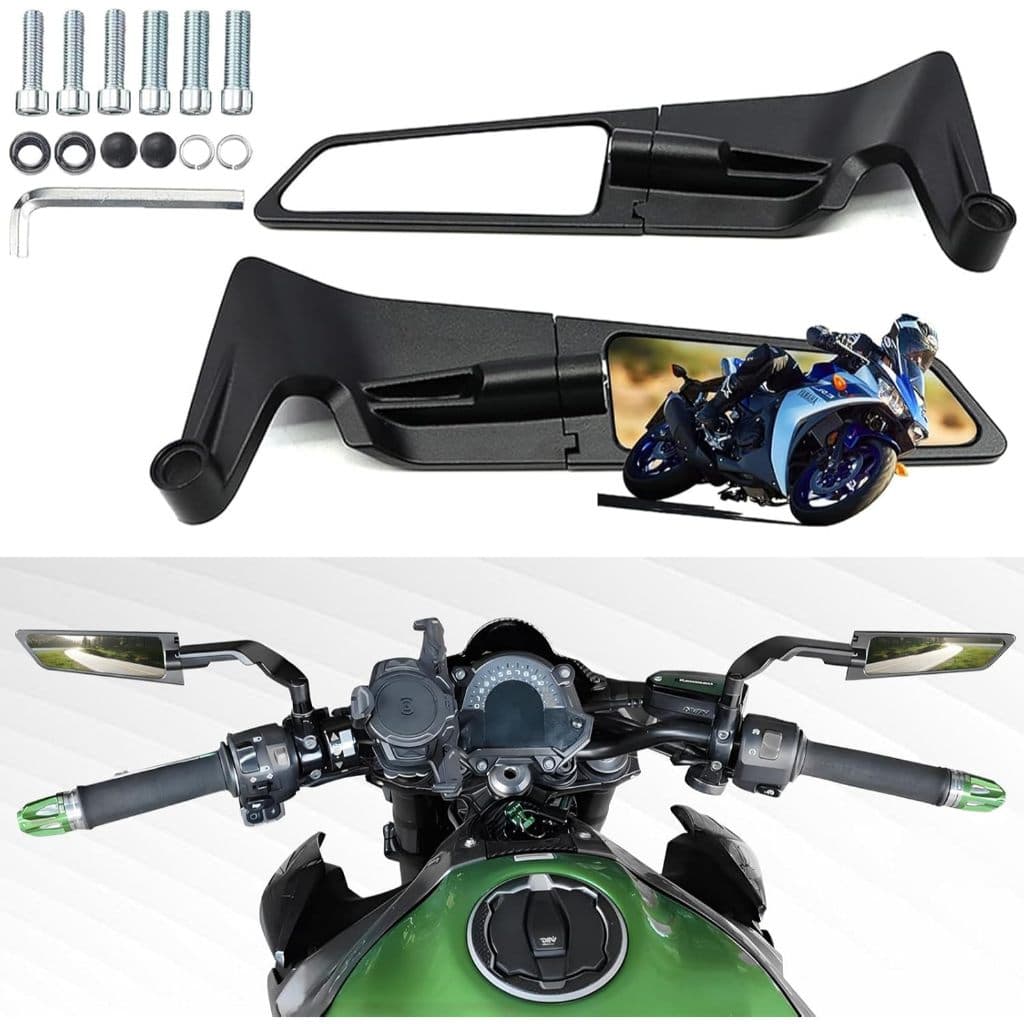 Espelho Retrovisor Asa Fixa Moto Universal com Sinal de Volta LED, Acessório de Segurança e Modificação para Motos