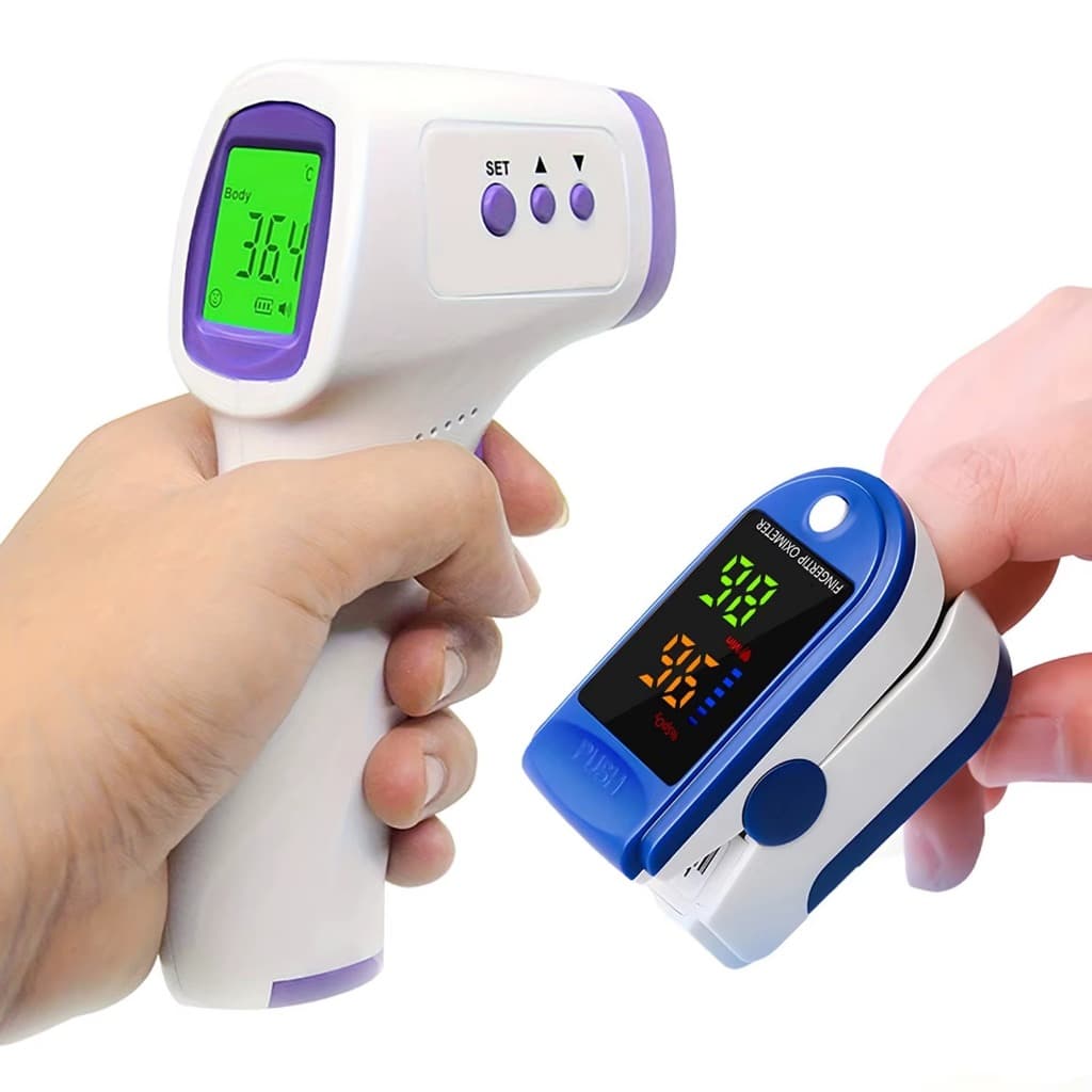 Kit Termometro Laser para Febre e Bebê + Oximetro Dedo Digital Essencial para Família