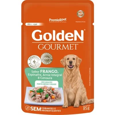 Ração Úmida Golden Gourmet Sachê Frango para Cães Adultos Médios e Grandes 20x85g Alimento para Cachorro