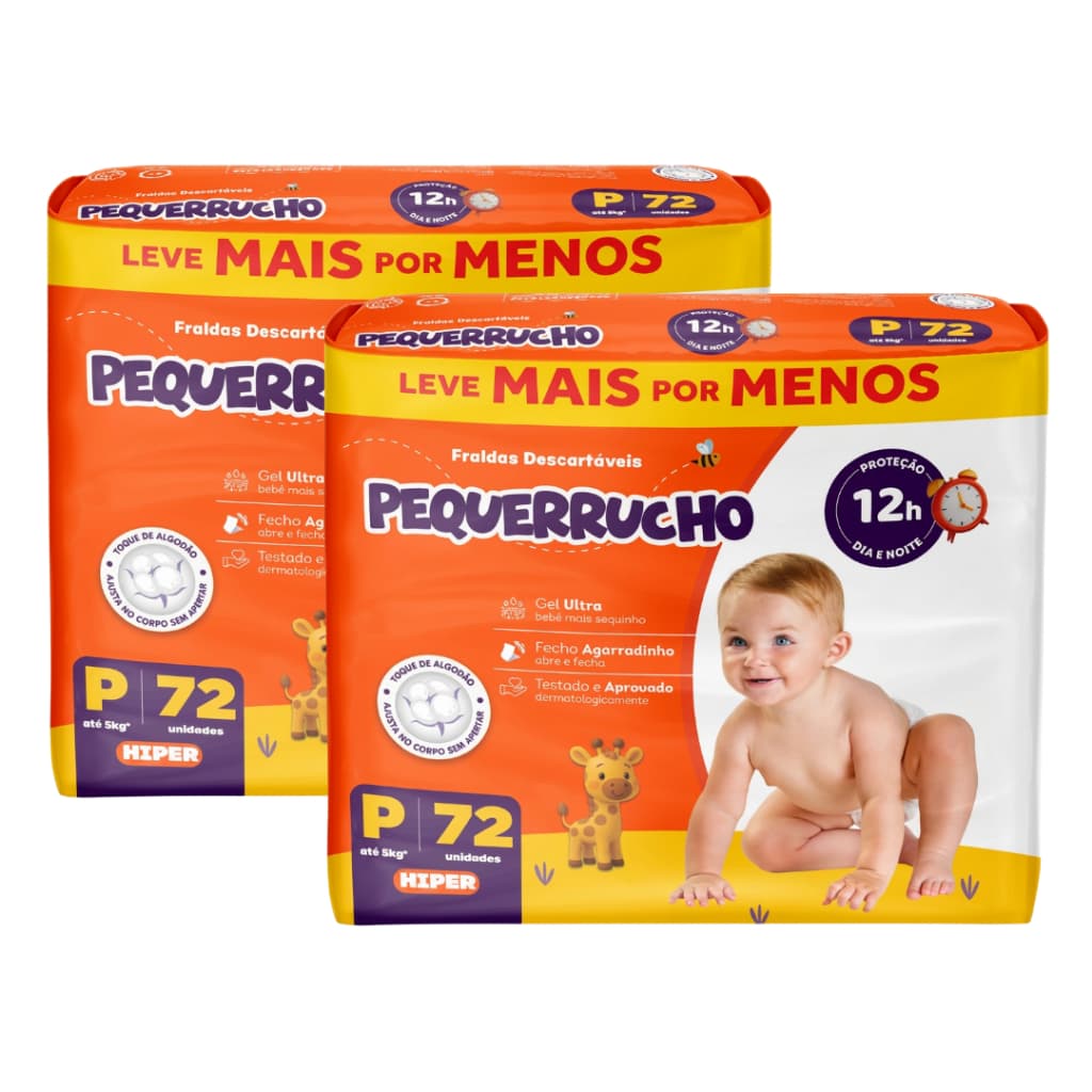 Kit 2 Fralda Descartável Infantil Pequerrucho Pacote Fita Mega Barato Revenda