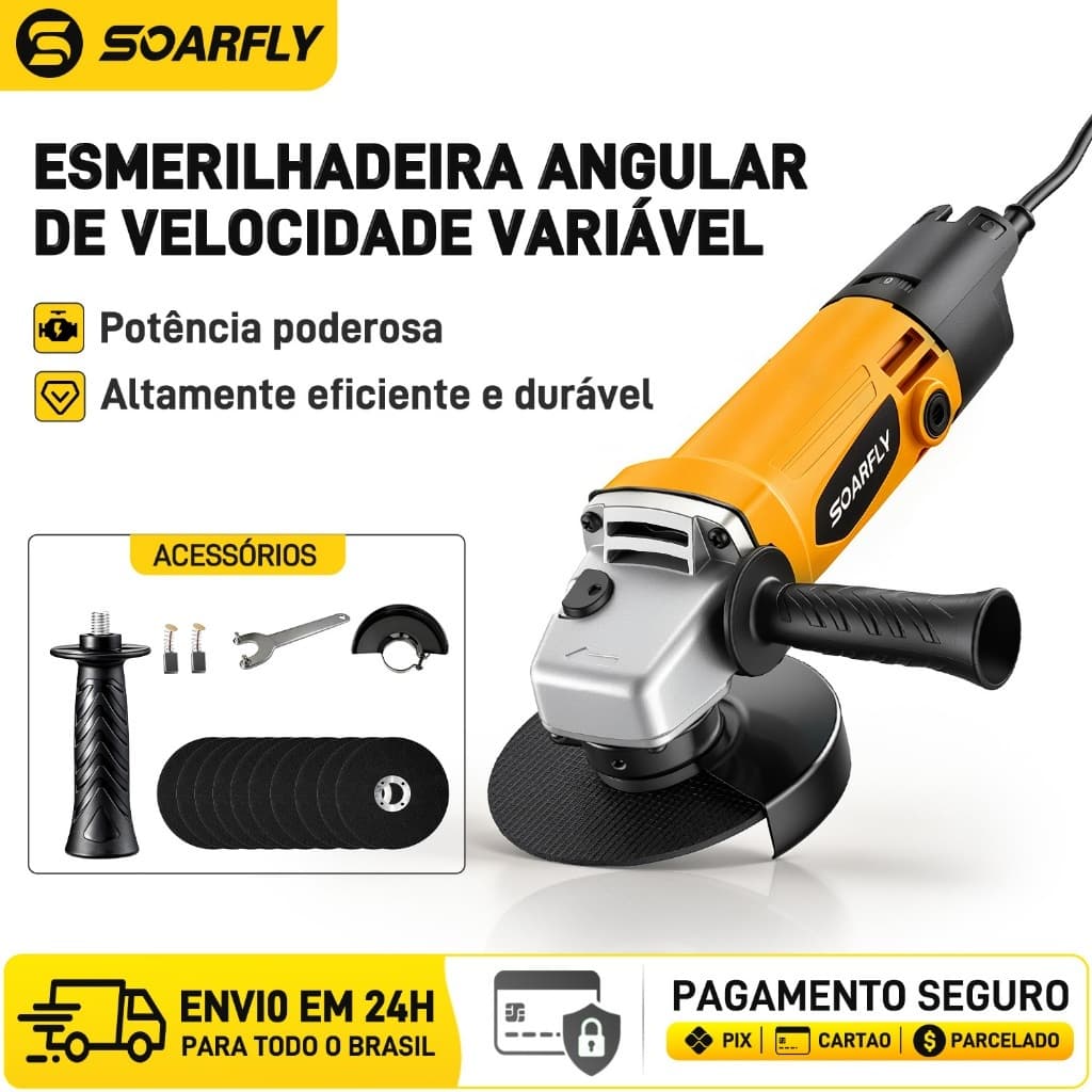 950w Esmerilhadeira Lixadeira Angular 6 velocidades 115mm 50/60HZ 11000rpm