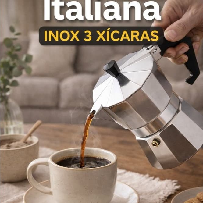 Cafeteira Italiana Inox 3 Xícaras Preparo Rápido Café Expresso fogão a gás