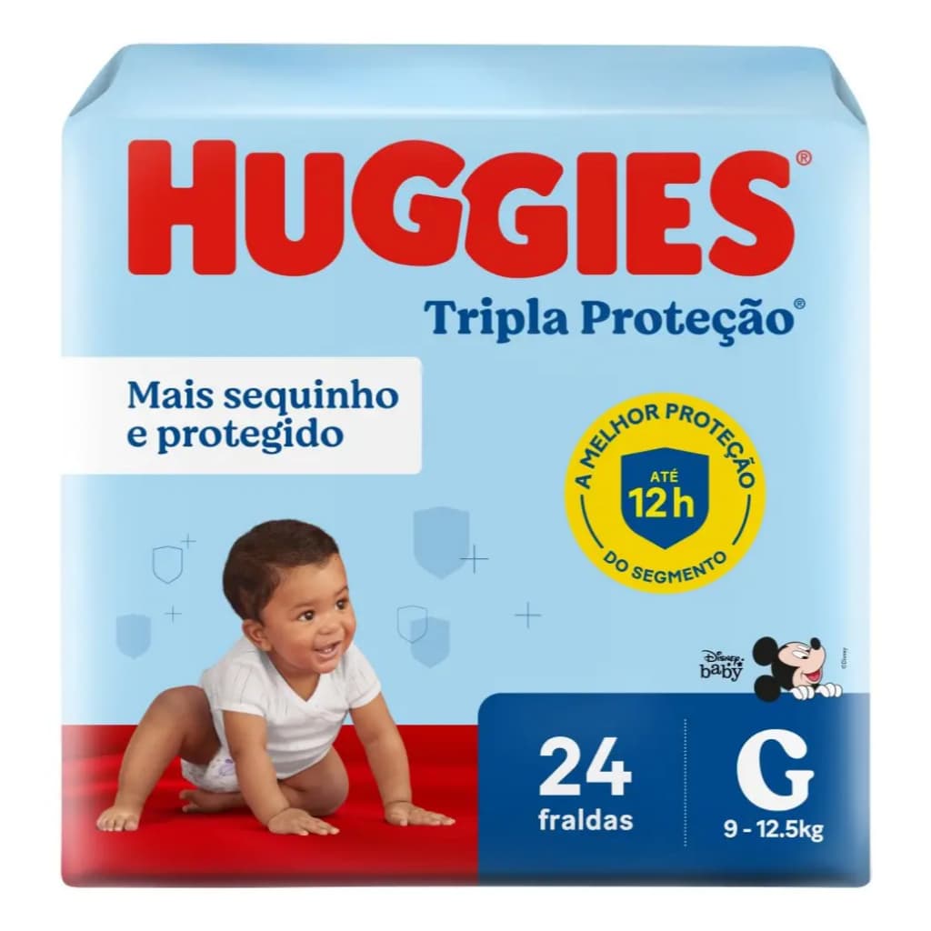 FRALDA HUGGIES TRIPLA PROTEÇÃO MEGA G 24 unidades