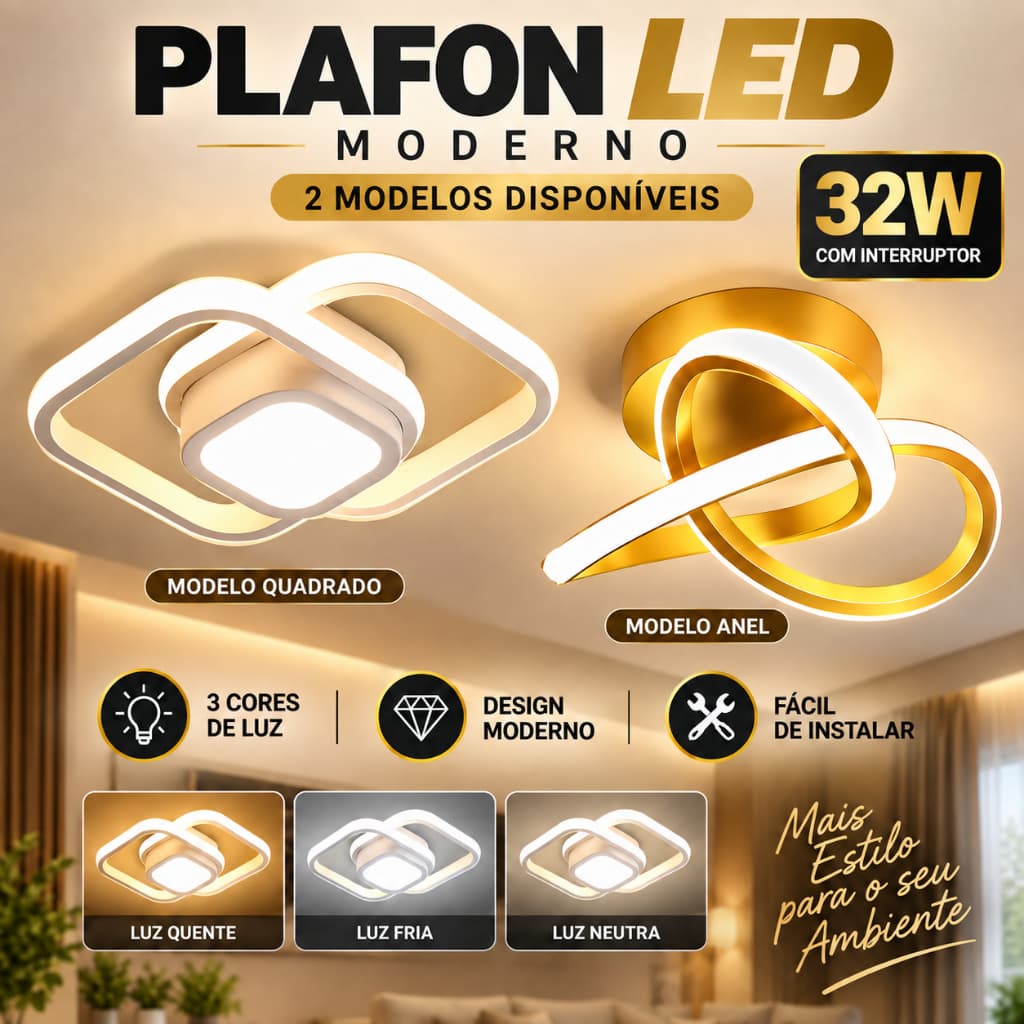 32W Luminária De Teto Plafon Led Moderna Lustre para Corredor Sala Quarto Cozinha