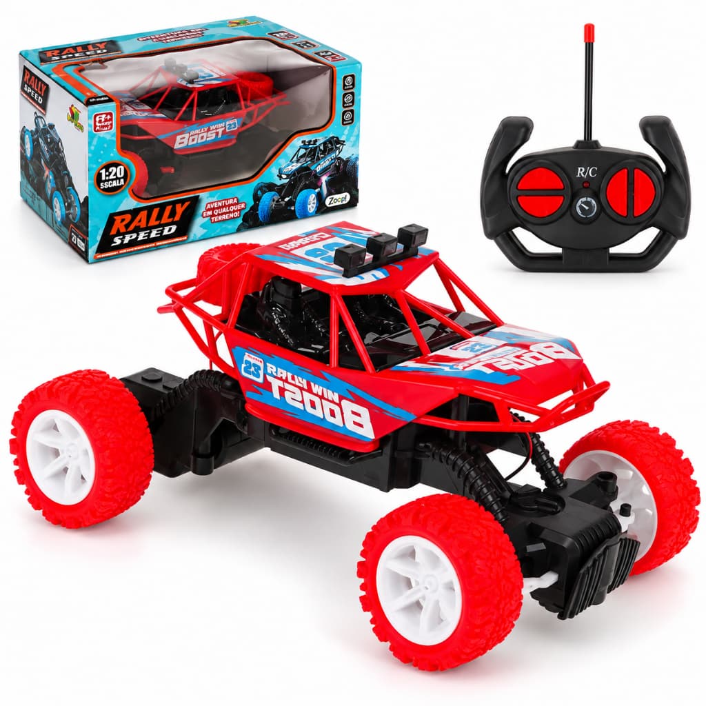 Carrinho de Controle Remoto 4x4 Recarregável USB Anda Na Terra Jeep Off Road Rock Crawler design esportivo Varias Cores
