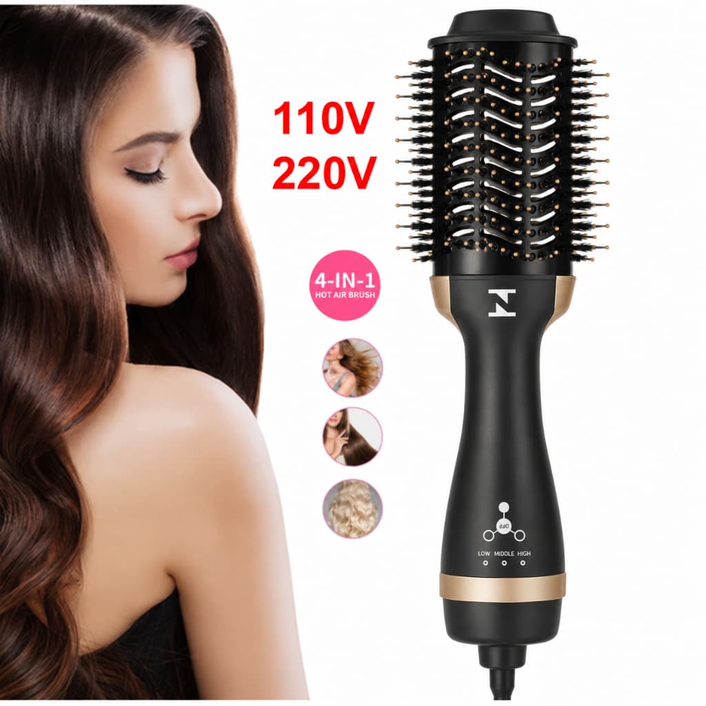 Escova Secadora 3 em 1 Profissional 1500W | Secagem Rápida, Alisa e Modela os Cabelos