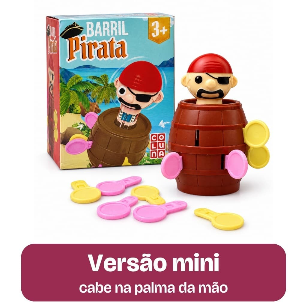 Jogo Pula Pirata Barril Pirata Mini Coluna Jogo de Sorte e Suspense para Família 1 a 4 Jogadores 3+