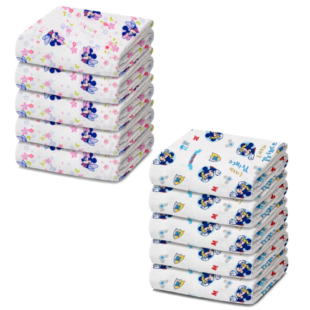 Pacote 5 Fraldas De Pano Bebê Dupla Disney 70x70cm 100% Algodão Alta Absorção Grande Grosso Macia Enxoval Recem Nascido