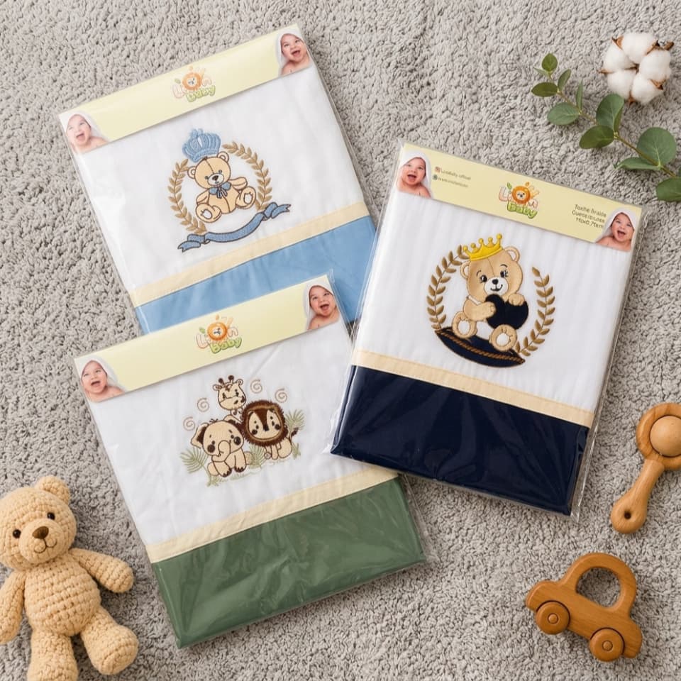 Kit Com Até 3 Toalha Fralda Premium Para Seu Recem-Nascido 100% Algodão Medidas 110x70cm Lion Baby Macia e Absorvente