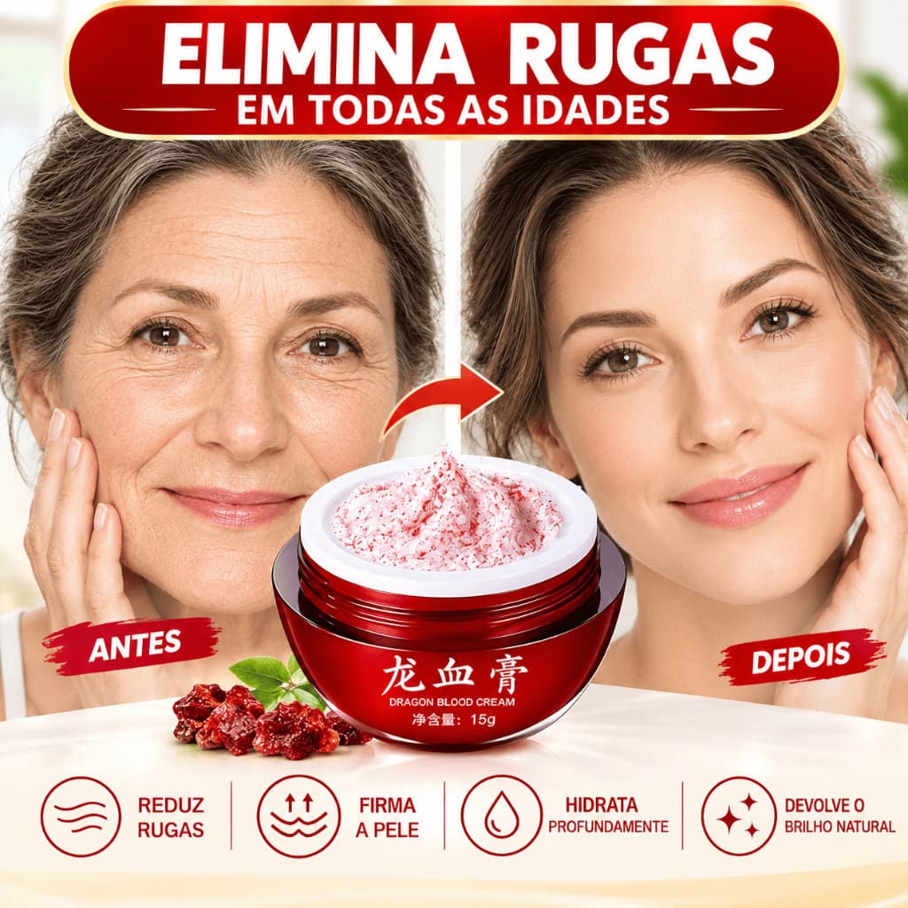 Creme Sangue de Dragão Omelin, Retinol e Placenta, Hidratação Profunda, Clareador Anti-Idade, Efeito Maquiagem Nude 15g