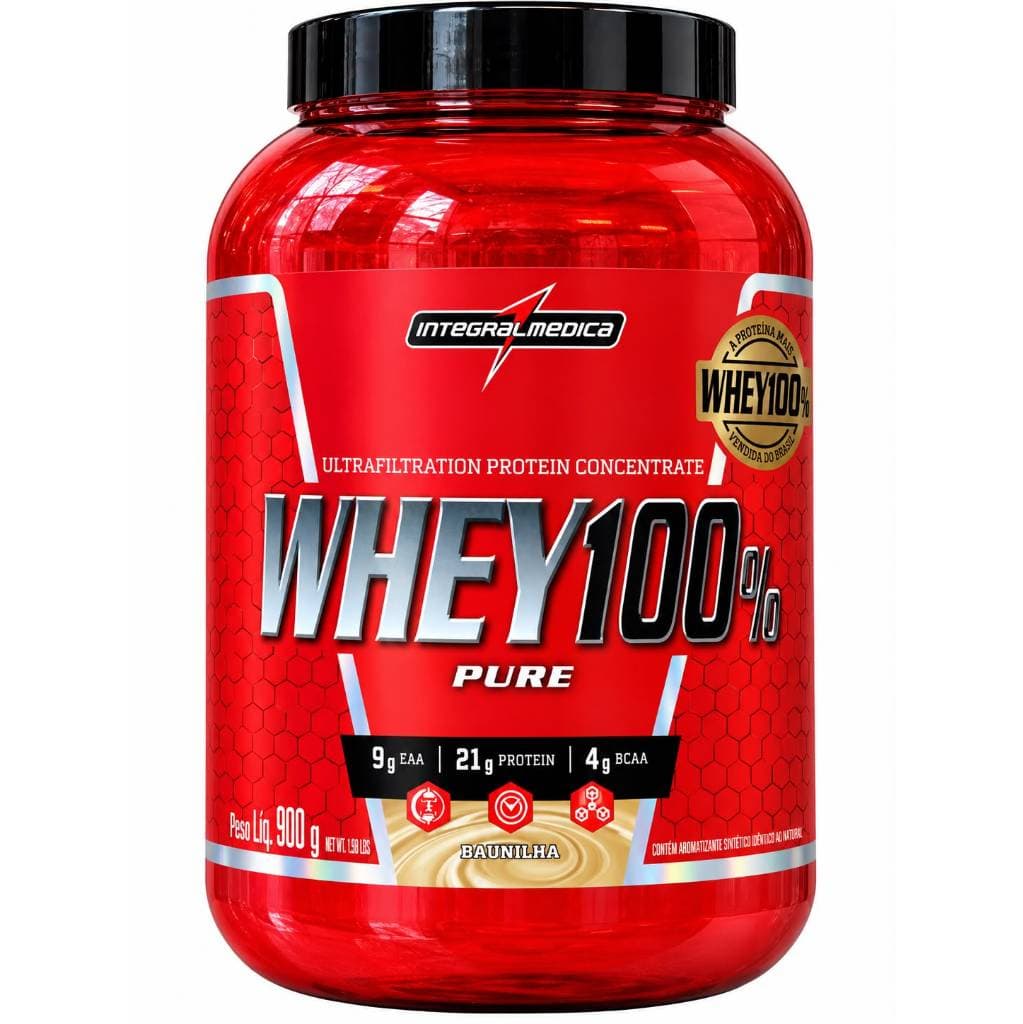 Whey Protein Integral Médica 900g Sabores Baunilha, Chocolate e Cookies, Aumento de Massa Muscular e Recuperação