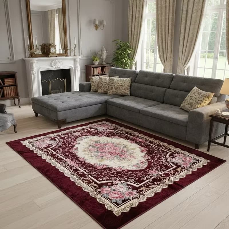 Tapete GRANDE Floral Antiderrapante 140cm x 200cm, para quarto, sala, Fácil limpar Top ZG1