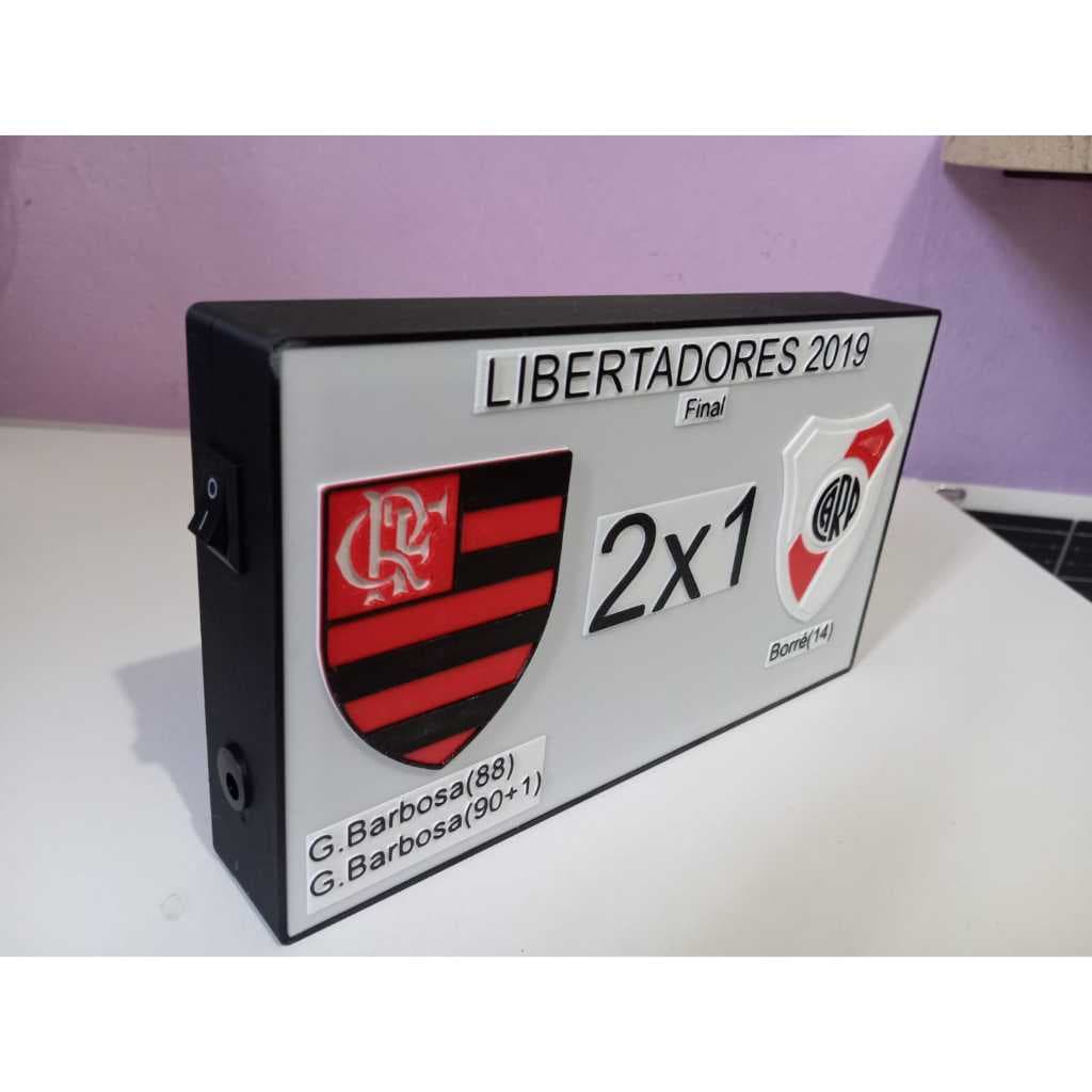 Luminária LED Placar Histórico Futebol Personalizável – Colecionável 3D LED  | Decoração Futebol Colecionável