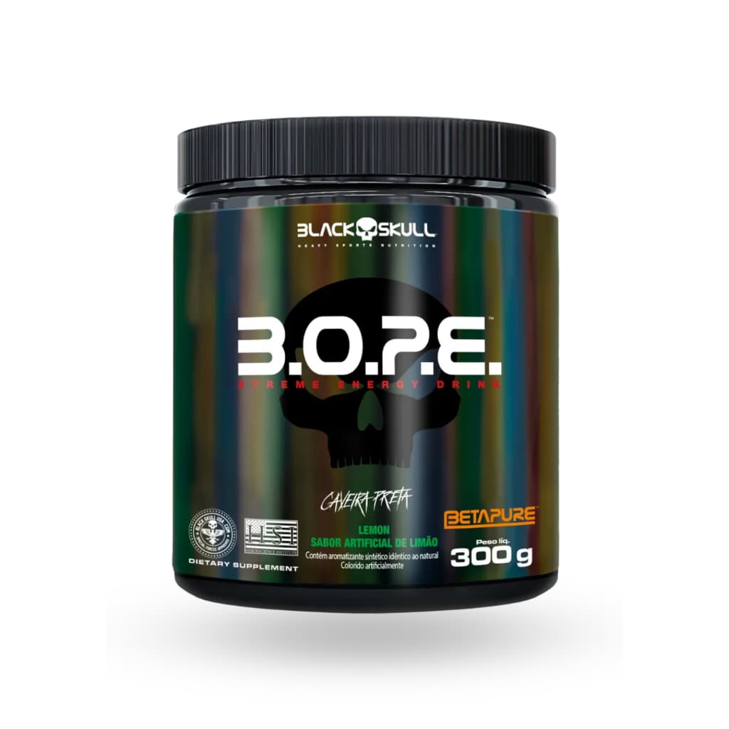 Pré-Treino B.O.P.E | Black Skull | 300g | Limão | Energia e Foco para Treinos Intensos!